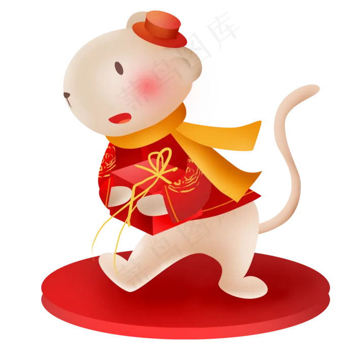 2020年新年那礼物的小白鼠,免抠元素(2000X2000(DPI:299))psd模版下载