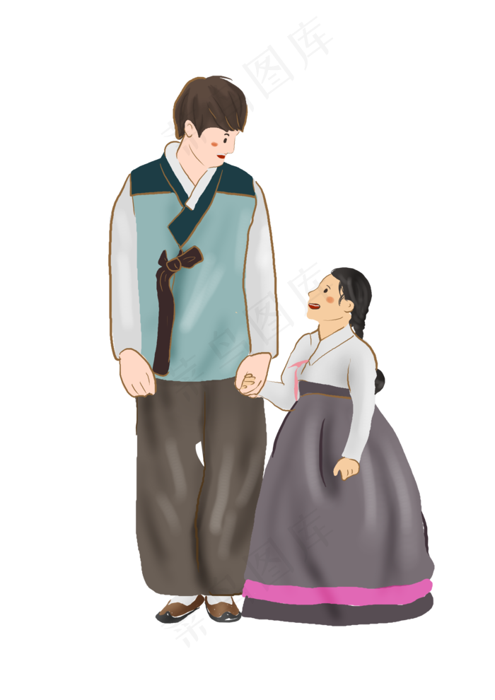 父亲节朝鲜族父女两人