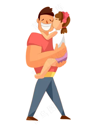 开心拥抱父女