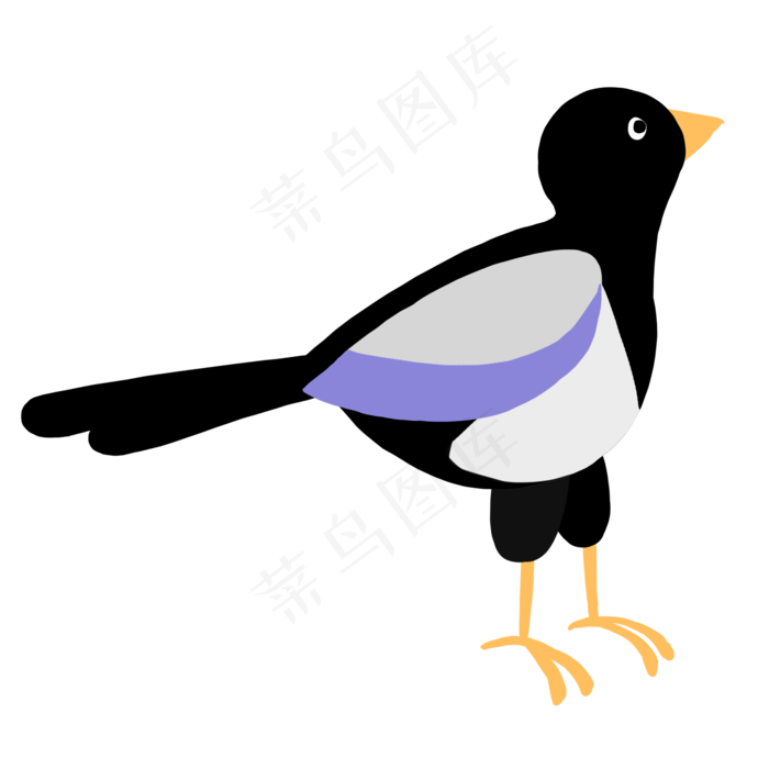 灰色创意喜鹊小鸟元素,免抠元素