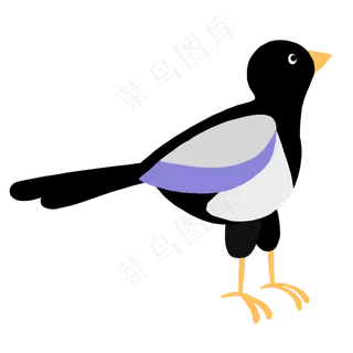 灰色创意喜鹊小鸟元素,免抠元素