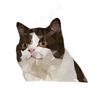 可爱猫多边形lowpoly矢量图,免抠元素
