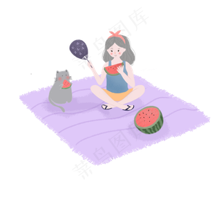 吃西瓜的女孩