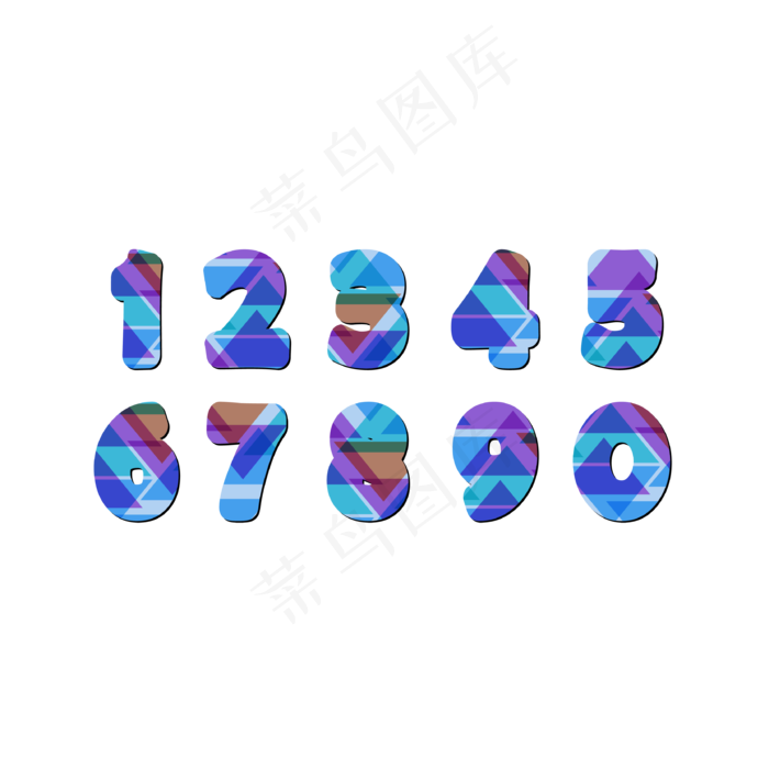 创意夸张数字叠色数字(3333*3333px)ai矢量模版下载