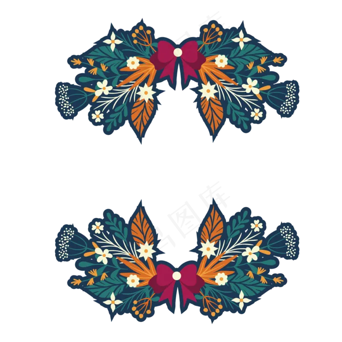 彩绘花朵装饰元素ai矢量模版下载