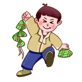 端午节粽子节送粽子的男孩手绘插