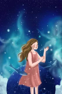 十二星座星空双鱼座小清新唯美女孩 十二星座星空双鱼座小清新唯美女孩