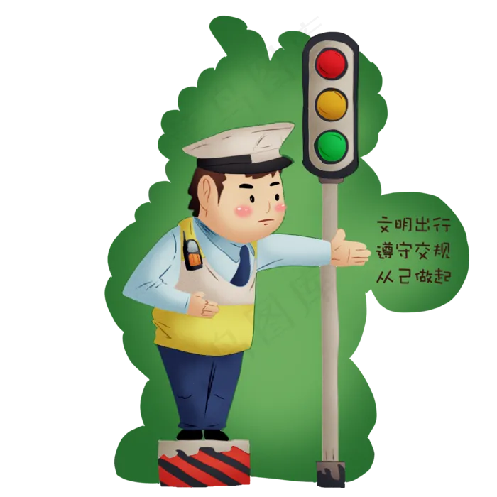 手绘可爱交警免抠图(2000*2000px 300 dpi )psd模版下载