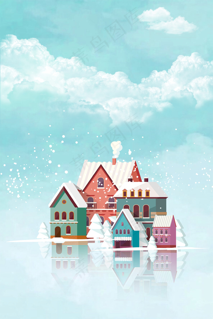 十一月你好城市倒影背景