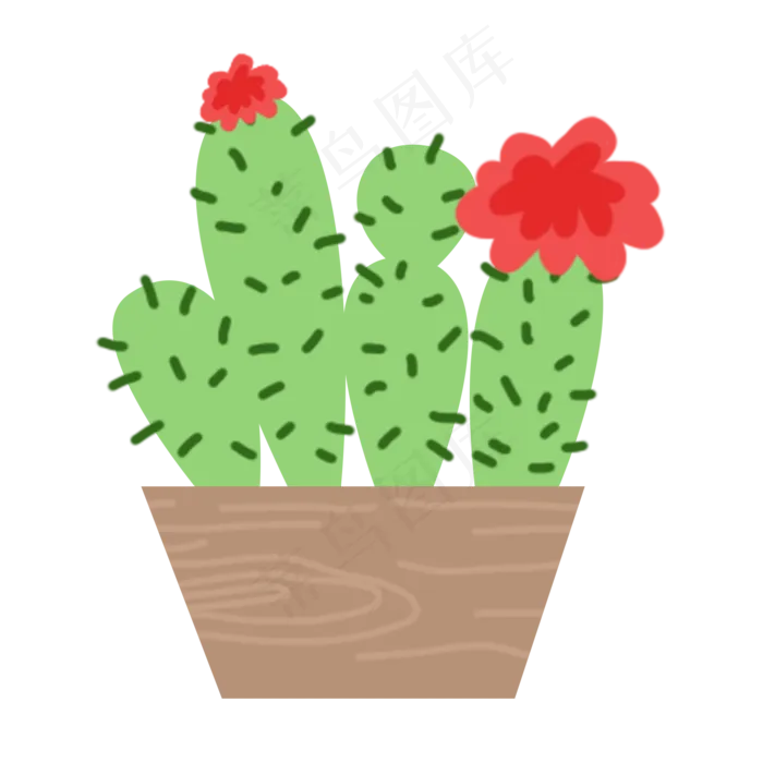 处暑夏季夏天清新植物仙人掌手绘(2000X2000(DPI:299))psd模版下载