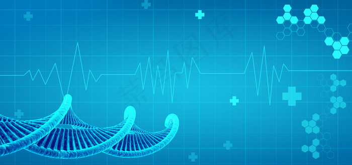 医疗立体分子链心电图海报