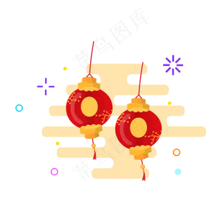 矢量手绘中国灯笼,免抠元素