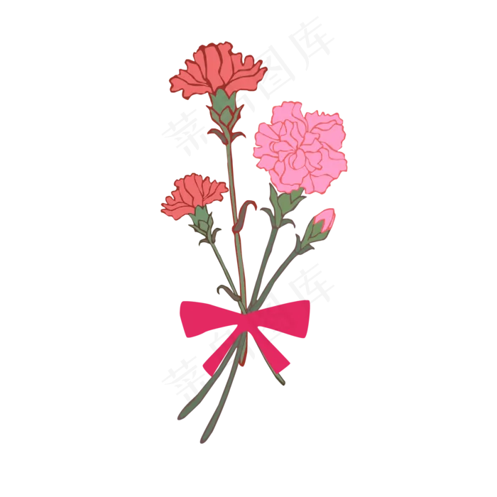手绘风格母亲节康乃馨免抠素材(2000*2000px 300 dpi )ai矢量模版下载