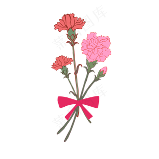 手绘风格母亲节康乃馨免抠素材