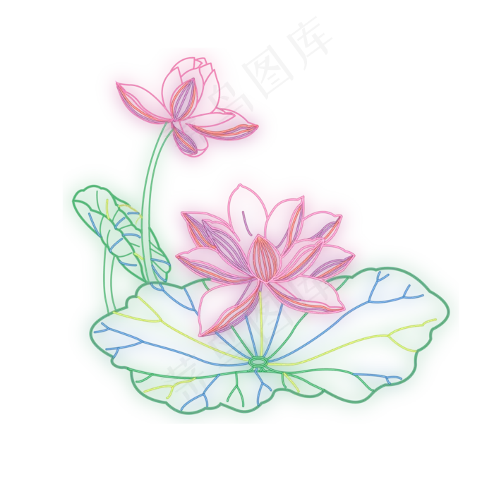 荷花莲花霓虹灯(2000*2000px 300 dpi )ai矢量模版下载