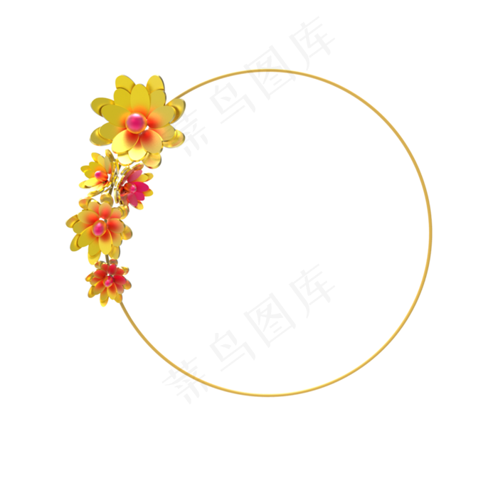 金属花朵免抠素材(2500X2500(DPI:300))psd模版下载