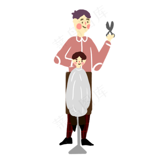 二月二龙抬头理发的孩子,免抠元素