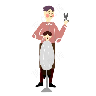 二月二龙抬头理发的孩子,免抠元素