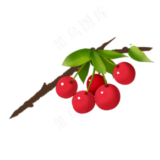 樱桃立体手绘水果