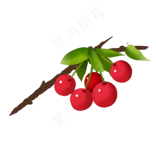 樱桃立体手绘水果