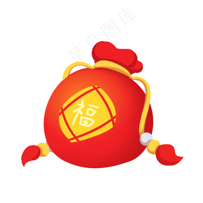 红色福袋钱袋插画,免抠元素