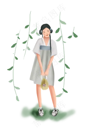 夏至古风汉服女孩