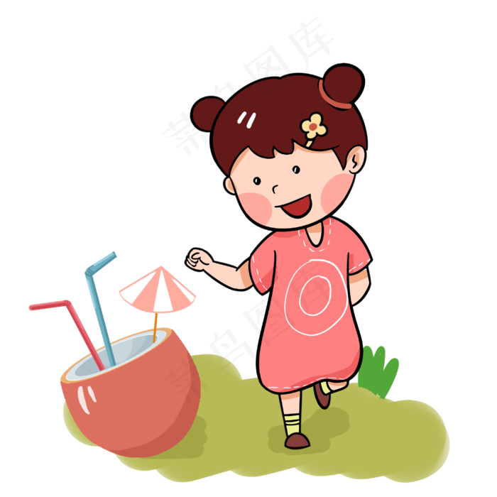 夏天喝椰汁的女孩