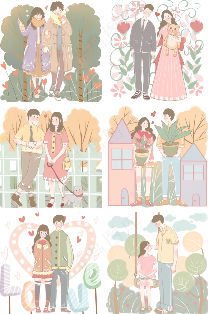 爱心情侣粉色甜甜圈(2000X3020(DPI:300))psd模版下载