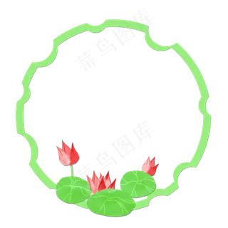 春夏荷花边框png素材