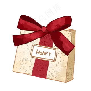 喜庆红色蝴蝶结礼盒喜糖盒PNG免抠