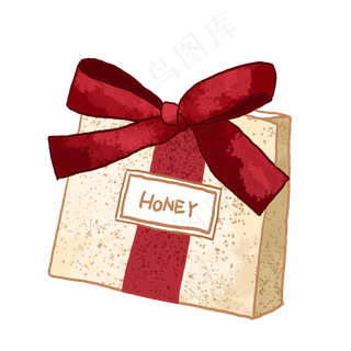 喜庆红色蝴蝶结礼盒喜糖盒PNG免抠