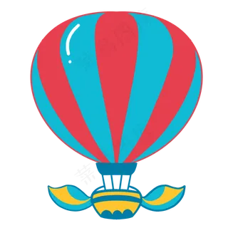 小翅膀卡通热气球PNG素材