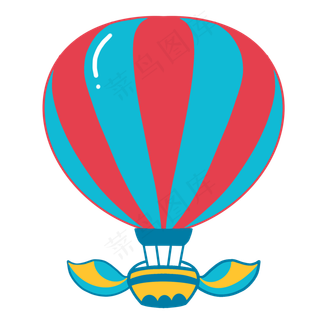 小翅膀卡通热气球PNG素材