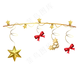 圣诞节金色挂饰装饰,免抠元素