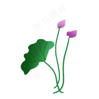 绿色简约荷花荷叶装饰图案