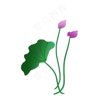 绿色简约荷花荷叶装饰图案