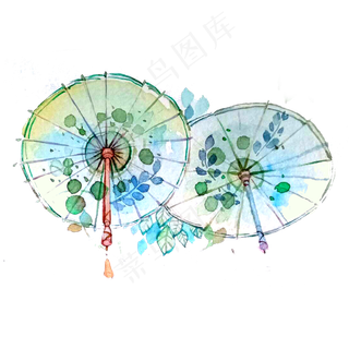 油纸伞古典翠色中国风折叠伞古风,免抠元素