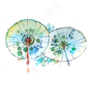 油纸伞古典翠色中国风折叠伞古风,免抠元素