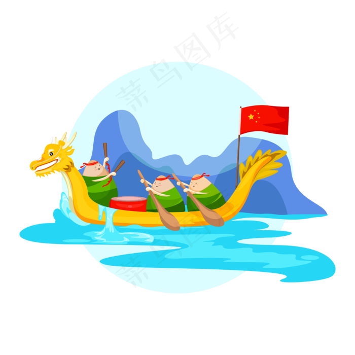 端午节划龙舟矢量插画