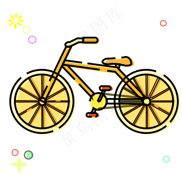 黄色的自行车MBE,免抠元素(4167*4167px 300 dpi )ai矢量模版下载