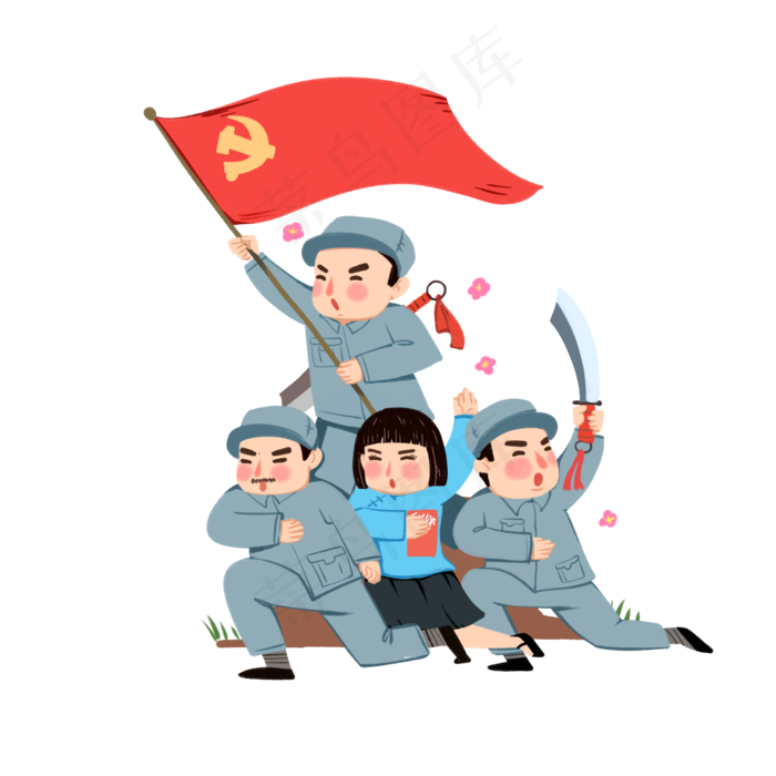 建党节建军节手绘元素,免抠元素(2000*2000px 300 dpi )psd模版下载