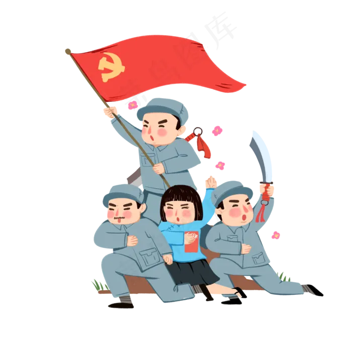 建党节建军节手绘元素,免抠元素(2000*2000px 300 dpi )psd模版下载