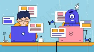 MEB风格人工智能机器人商务办公横幅配图