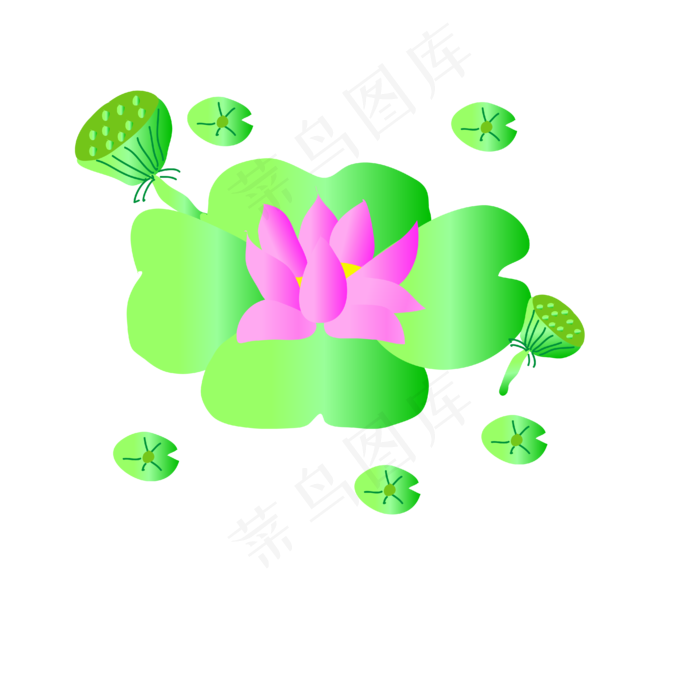 手绘卡通粉色荷花