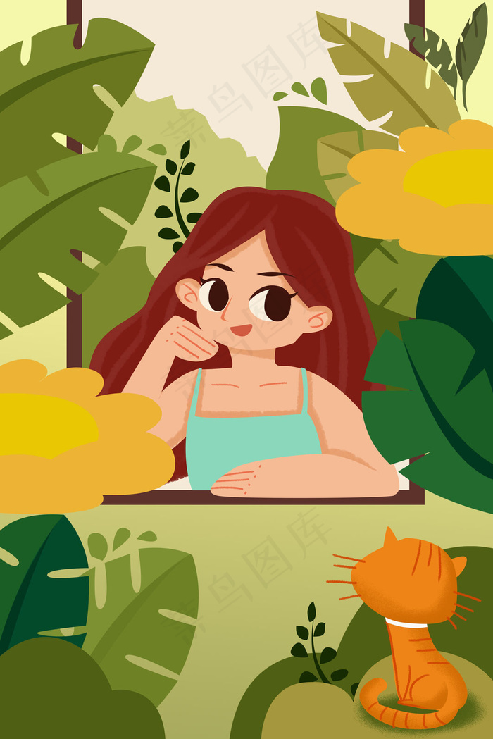 春天风景手绘插画