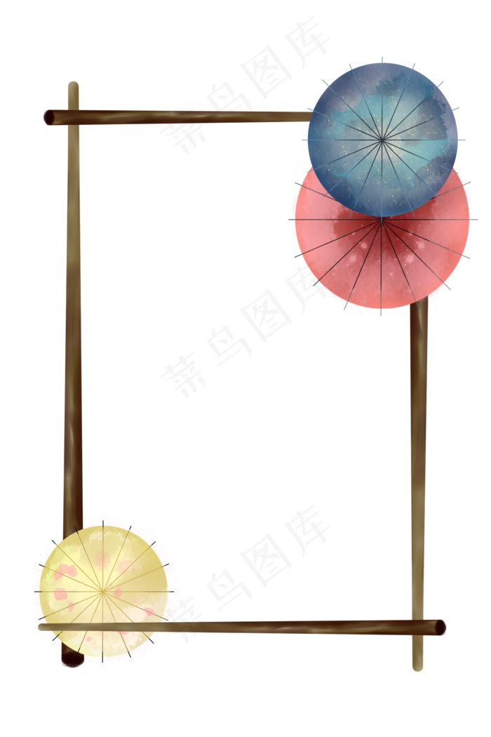 清明节彩色油纸伞手绘装饰,免抠元素