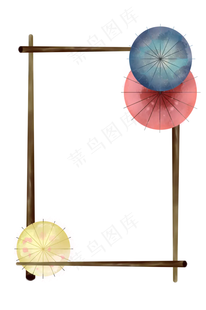 清明节彩色油纸伞手绘装饰,免抠元素