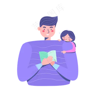 父亲节爸爸和女儿看书