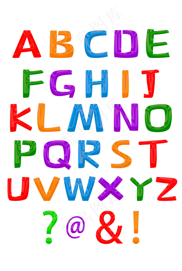 彩色卡通英文字母(2000*2977px 	      )psd模版下载