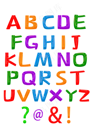 彩色卡通英文字母